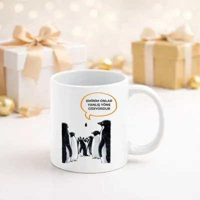 Penguen Temalı Esprili Kupa Bardak