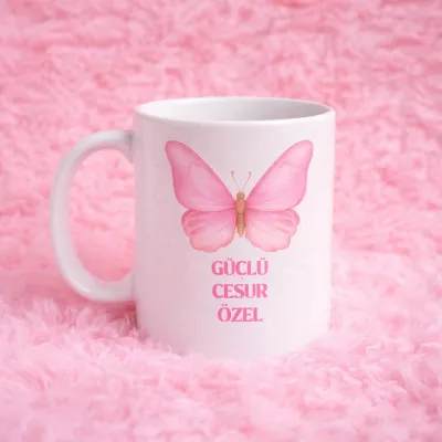 Cesur Kalp – Motivasyon Mesajlı Kelebek Kupa