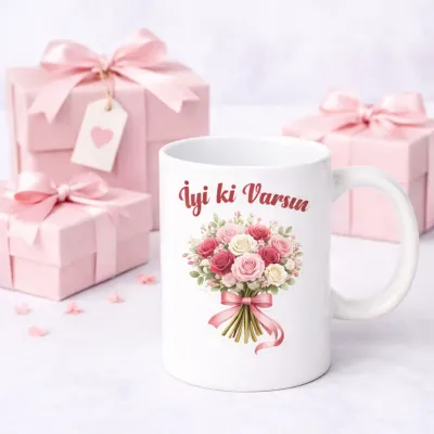 İyi Ki Varsın Çiçek Buketi Kupa