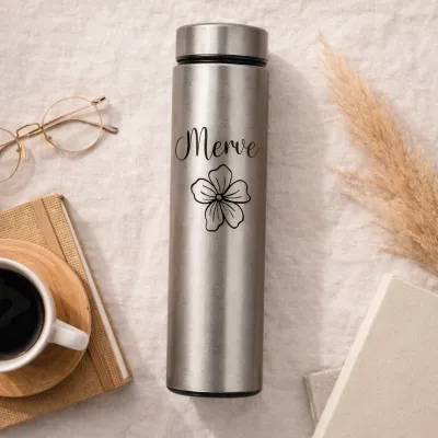 Kişiye Özel Çiçek Desenli Termos