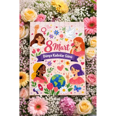 8 Mart Dünya Kadınlar Günü A4 99 Parça Çiçekli Özel Tasarım Puzzle