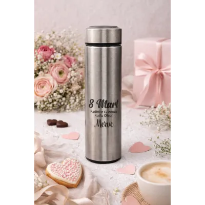 8 Mart Kadınlar Günü Kişiye Özel İsimli Çelik Termos