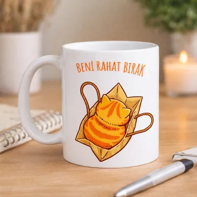 Beni Rahat Bırak Kedi Tasarımlı Kupa