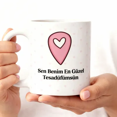 Sen Benim En Güzel Tesadüfümsün Yazılı Romantik Kupa