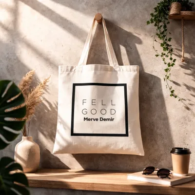Fell Good Tasarımlı Kişiye Özel İsimli Askılı Bez Çanta