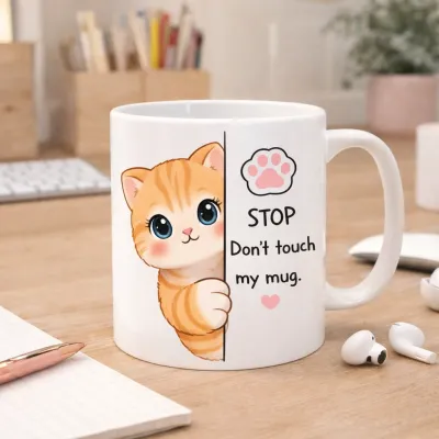 Kedili ‘Don’t Touch My Mug’ Tasarımlı Kupa