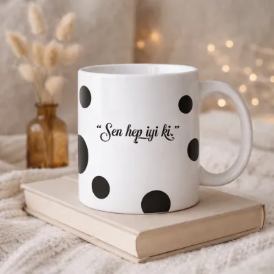 “Sen Hep İyi Ki” Yazılı Romantik Kupa