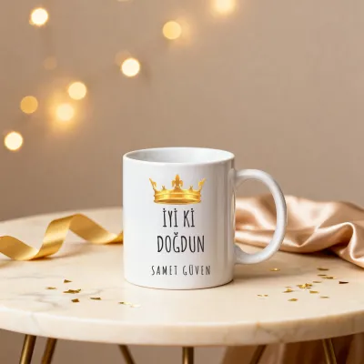 Kral Taçlı Kişiye Özel İsimli Kupa Bardak