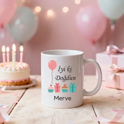 İyi ki Doğdun Temalı Kişiye Özel İsimli Kupa Bardak