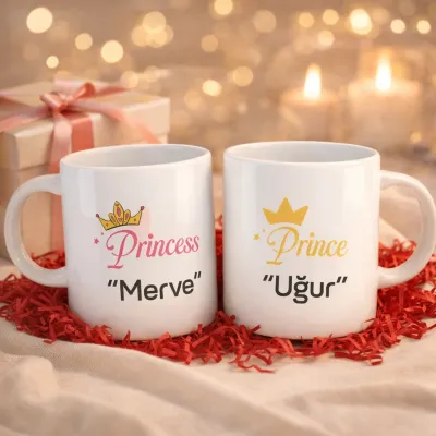 2Li Princess Ve Prince Kişiye Özel İsimli Kupa Bardak