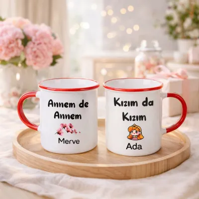 2Li Annem De Annem Kızım Da Kızım Kişiye Özel Enamel Kupa Bardak