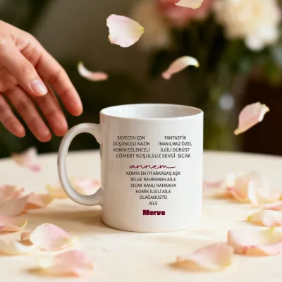 Kalbimde Annem Tanımlı Kişiye Özel İsimli Kupa Bardak