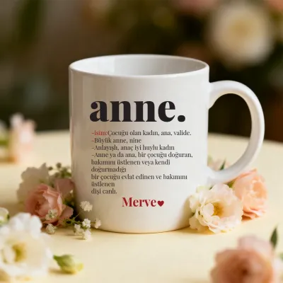Anne Kelime Anlamlı İsimli Kupa Bardak