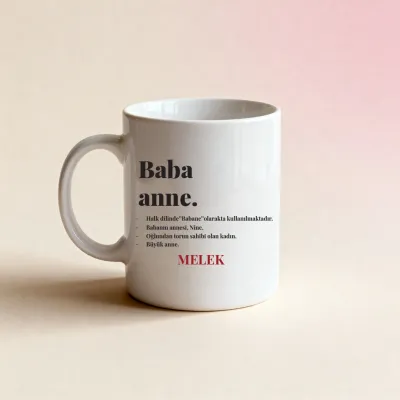 Babaanne Kelime Anlamlı Kişiye Özel İsimli Kupa Bardak