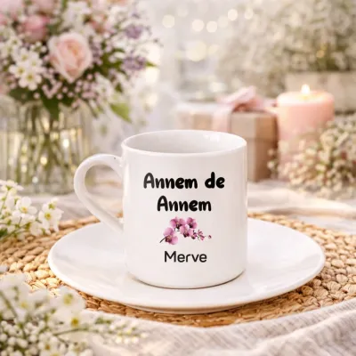 Annem De Annem Kişiye Özel İsimli Hediye Beyaz Fincan