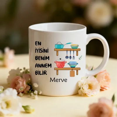 Annem Bilir Tasarımlı Kişiye Özel İsimli Kupa Bardak