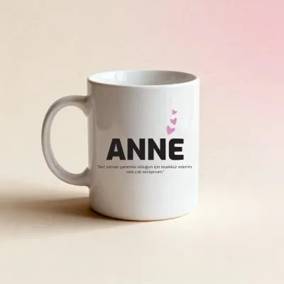 Anne Yazılı Duygusal Mesajlı Kupa Bardak