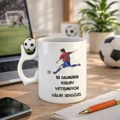 Kişiye Özel İsimli 10 Numara Temalı Futbol Toplu Hediye Kupa Bardak