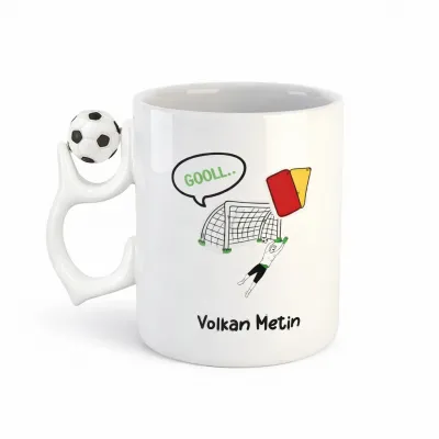 Kişiye Özel İsimli Gol Temalı Futbol Toplu Hediye Kupa Bardak