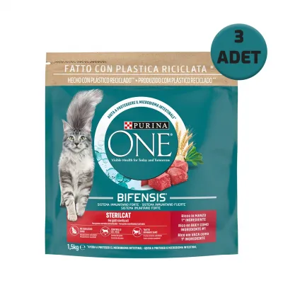Purina One Sığır Etli Kısırlaştırılmış Kedi Maması 1,5 Kg x 3 Adet