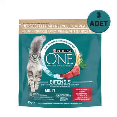 Purina One Yetişkin Sığır Etli Kedi Maması 1,5 Kg x 3 Adet