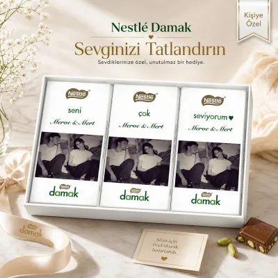 Sevgiliye Hediye Özel Fotoğraflı Nestle Damak Çikolata Paketi