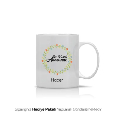 En Güzel Anneanne Yazılı Kişiye Özel İsimli Kupa Bardak