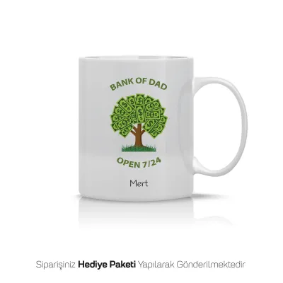 Baba Bank Tasarımlı Esprili Kişiye Özel Kupa Bardak