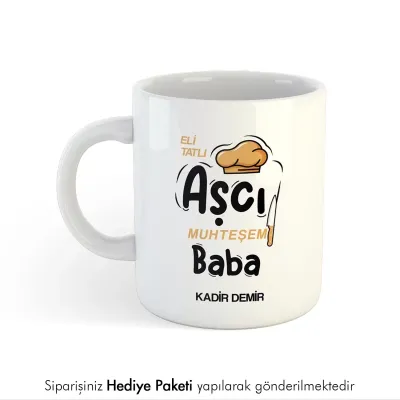 Aşçı Babaya Hediye İsme Özel Esprili Kupa Bardak
