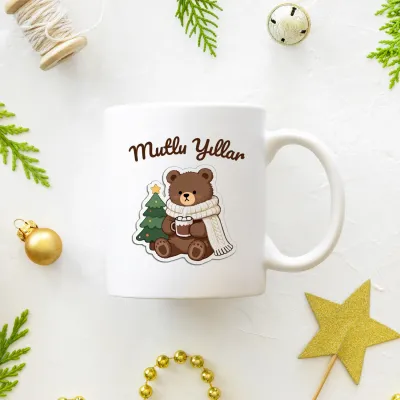 Atkılı Ayı Desenli Yılbaşı Kupası ⭐