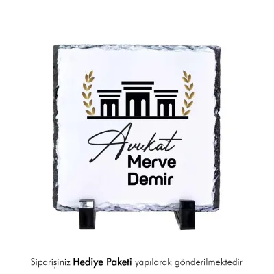 Avukata Özel İsim Baskılı Doğal Taş