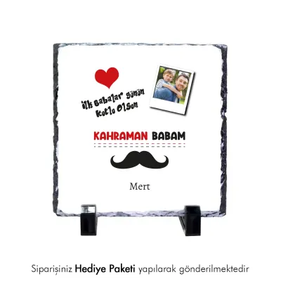 Babalar Gününe Özel Fotoğraflı İsimli Doğaltaş