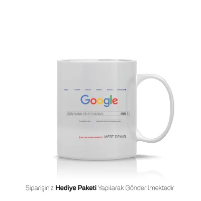 Babalar Gününe Google Temalı Kişiye Özel Kupa Bardak