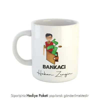 Bankacıya Tasarımlı Hediye Kupa Bardak