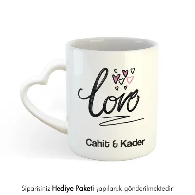 Beyaz Kalpli Hediye Kupa Bardak