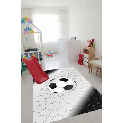 Beyaz Siyah Oyun Alanı Çocuk Odası Halısı