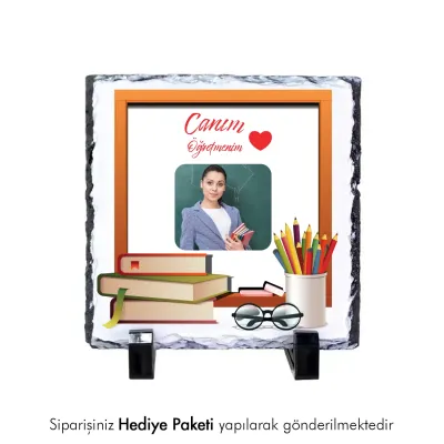 Canım Öğretmenim Temalı Kişiye Fotoğraflı Doğal Taş