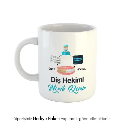 Diş Hekimi Tasarımlı Hediye Kupa Bardak