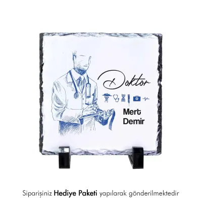Doktora Özel İsim Baskılı Doğal Taş