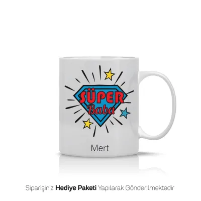 Babalar Gününe Özel Süper Kahraman Temalı İsimli Kupa Bardak