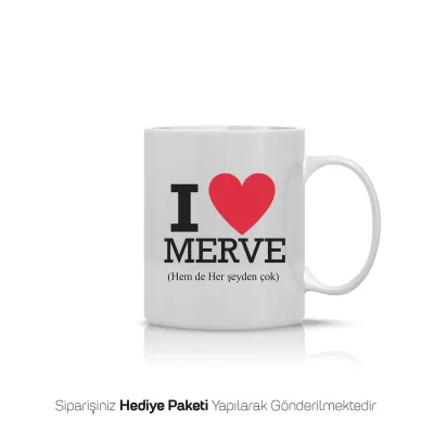 I Love Kişiye Özel İsimli Kupa Bardak