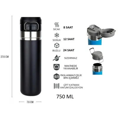 Globox Termos 750ml Siyah