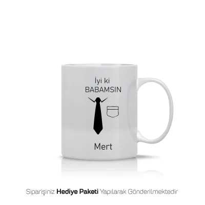 İyi Ki Babamsın Yazılı Kişiye Özel Kupa Bardak