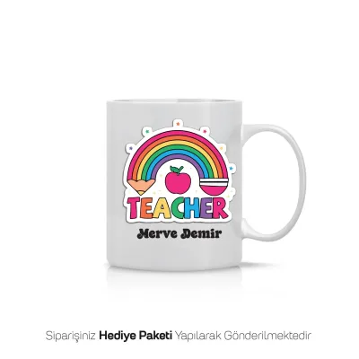 İsme Özel Gökkuşağı Öğretmen Kupası