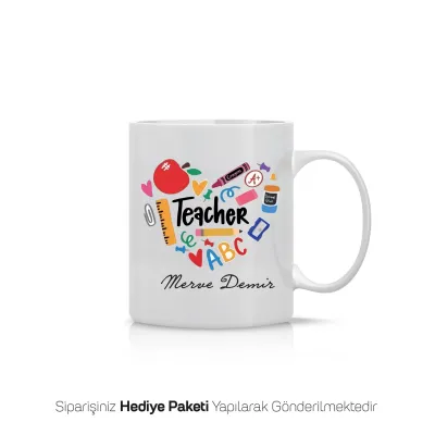 İsme Özel Renkli Teacher Kupa