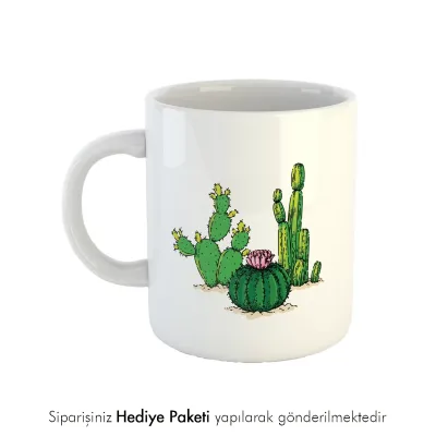 Kaktüs Tasarımlı Kahve Kupası