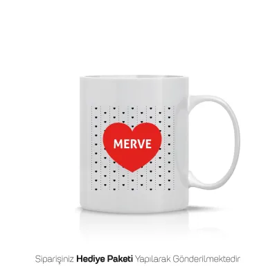 Kalp Temalı Kişiye Özel Kupa Bardak