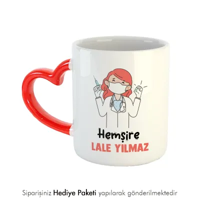 Kalpli Hemşireye Kişiye Özel İsimli Kupa Bardak