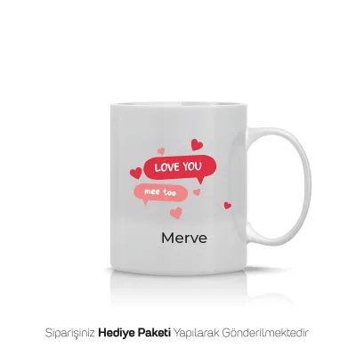 Mesaj Balonlu Aşk Kişiye Özel İsimli Kupa Bardak