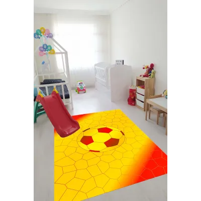 Kırmızı Sarı Oyun Alanı Çocuk Odası Halısı